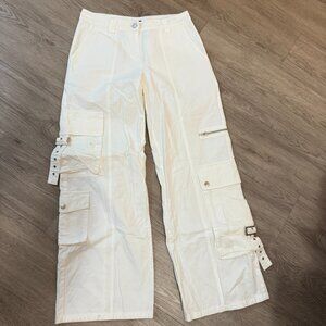 BY.DYLN Levi Cargo Pants, White, Size S, Hemmed (28" Inseam)